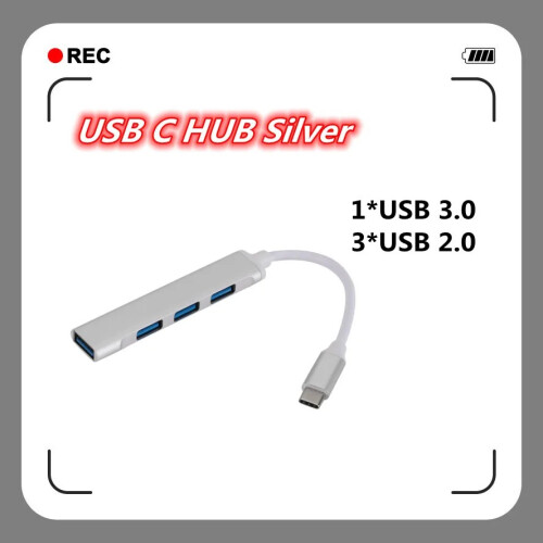 (Type-C Silver)USB HUB Type C 3 0 USB-C Hub Splitter 4 Port USB3.0/2.0 USB-C High Speed Data Transfer