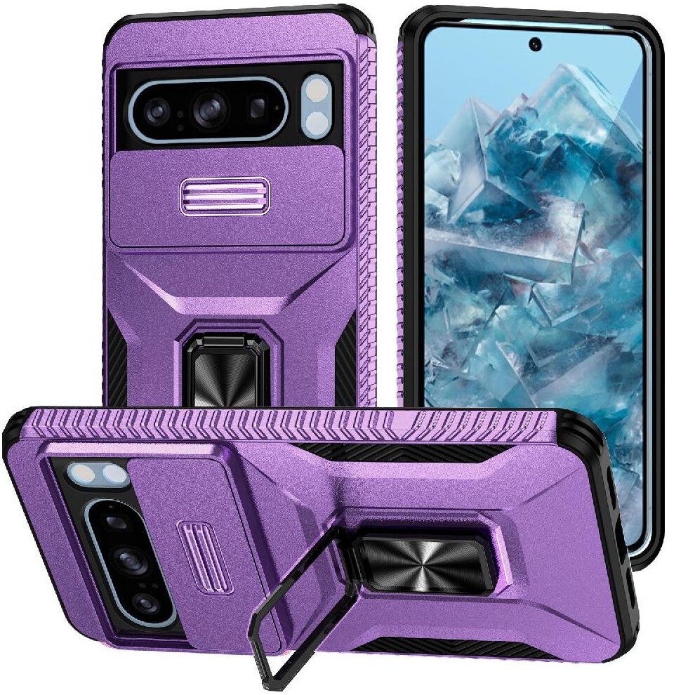 (Purple) Case For Google Pixel 8 Pro Ring Hodler Lens Protection Car Magnet Shockproof Purple 764544235525