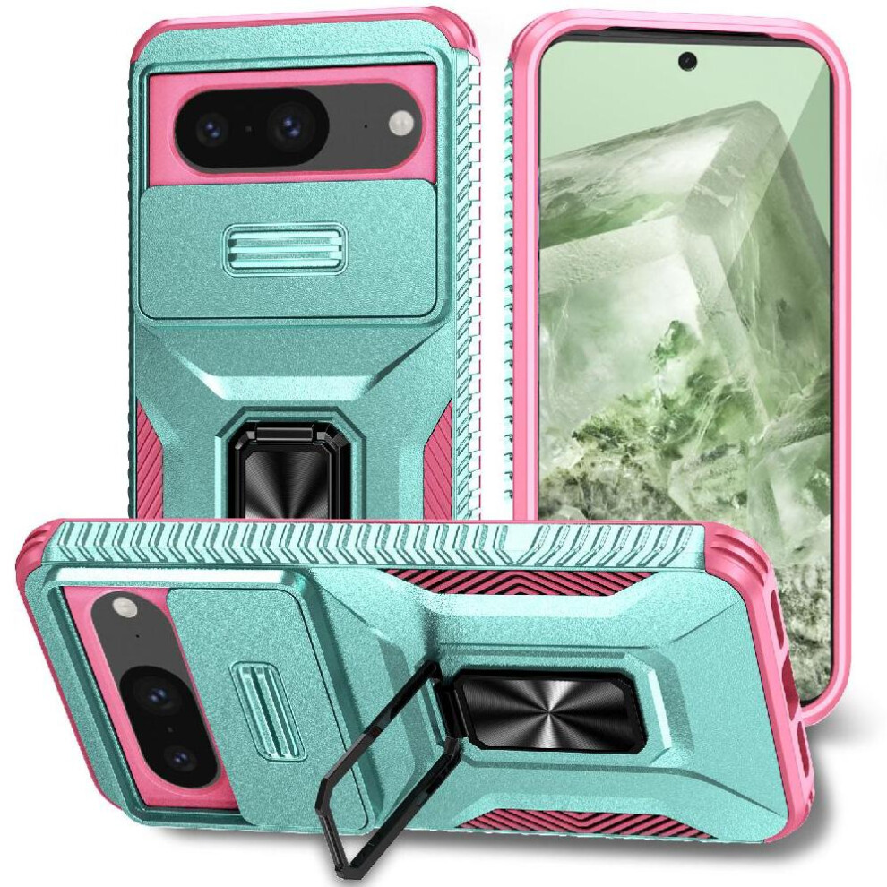 (Green) Case For Google Pixel 8 Shockproof Ring Hodler Car Magnet Lens Protection Green 764544235532