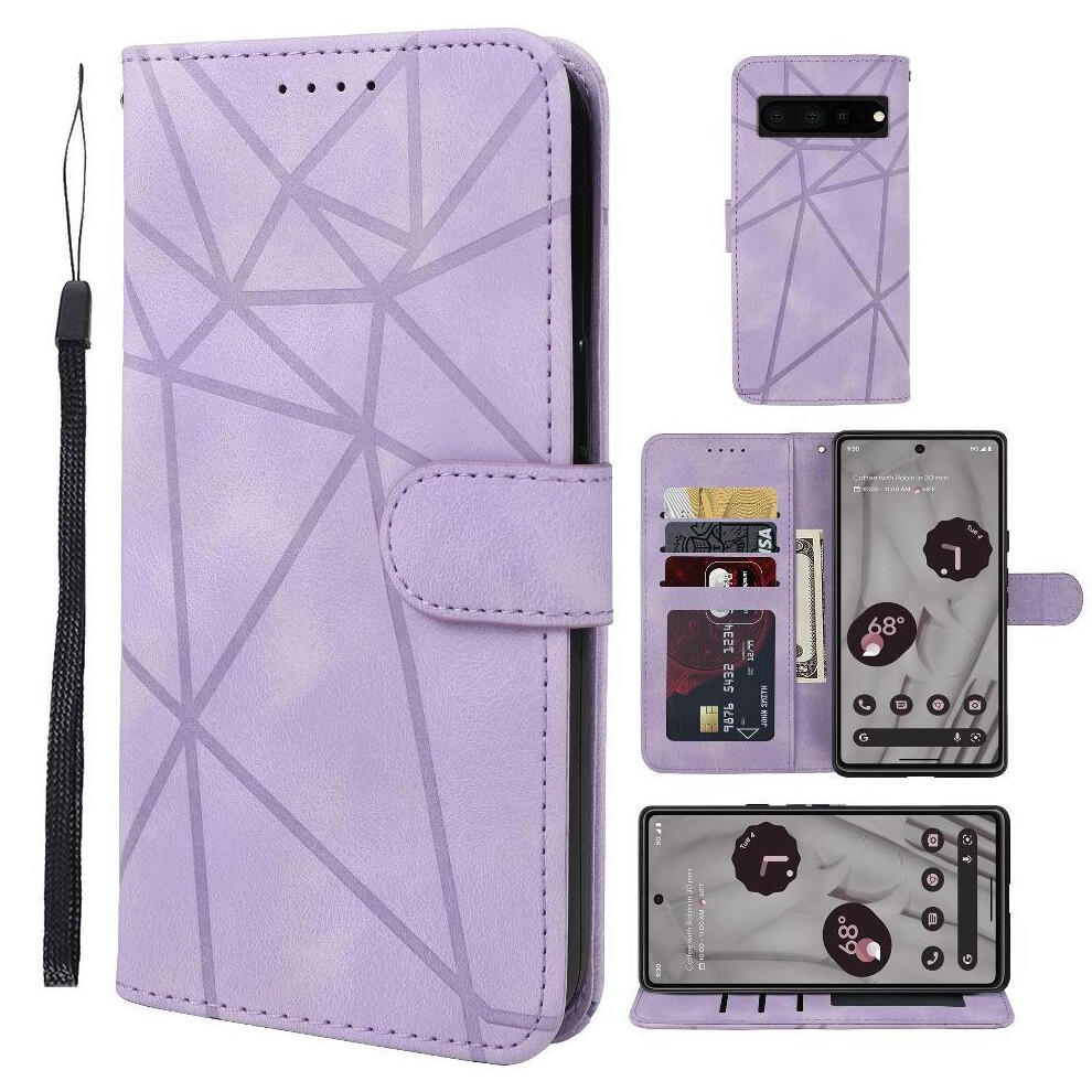 (Purple) Flip Case For Google Pixel 8 Pro Flip Card Slot Unisex Stand Purple 764544235754