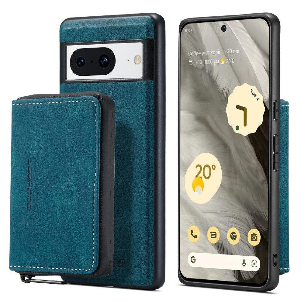 (Blue) Case For Google Pixel 8 Wireless Charging Wallet Case Magnetic Detachable Phone Case Multifunctional Blue 764544236126
