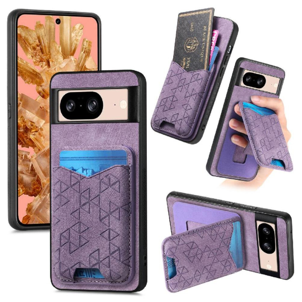 (Purple) Case For Google Pixel 8 Stable Grip Card Slot Retro Stand Purple 764544236164