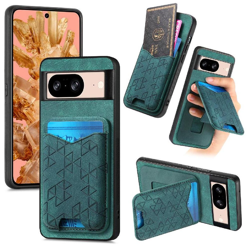 (Green) Case For Google Pixel 8 Stable Grip Card Slot Retro Stand Green 764544236171