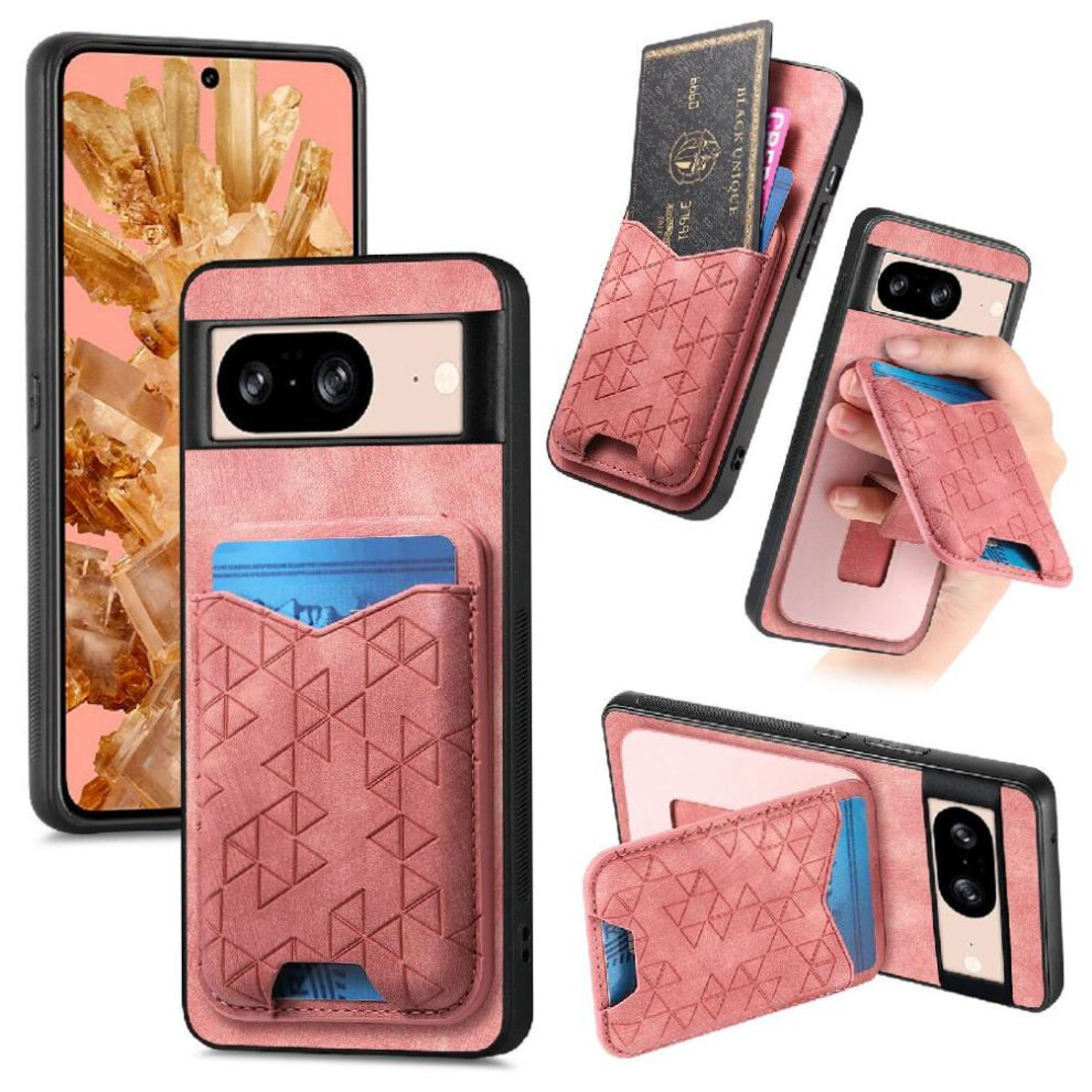 (Pink) Case For Google Pixel 8 Stable Grip Card Slot Retro Stand Pink 764544236157