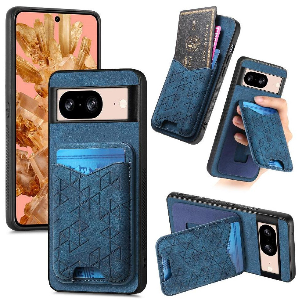 (Blue) Case For Google Pixel 8 Stable Grip Card Slot Retro Stand Blue 764544236195