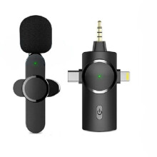 One by One 3-in-1-Clip-on-Funkmikrofon mit Geräuschunterdrückung für iPhone/iPad/Android/Kamera – One by One