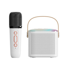 Tragbarer Bluetooth-Lautsprecher für zu Hause, kleiner Karaoke-Lautsprecher für den Außenbereich, Farbe: Y1 Weiß (Einzelmikrofon) – Y1 Weiß