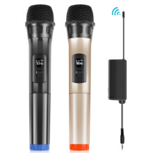 PULUZ Eins-zu-Zwei-Funkmikrofon UHF-Funkmikrofon Dynamisches Mikrofon mit LED-Anzeige 3,5-mm-Sender-UHF