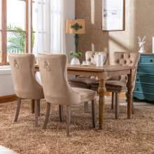 (Brown) Set of 4 Lux Velvet Kitchen Dining Chairs Knocker