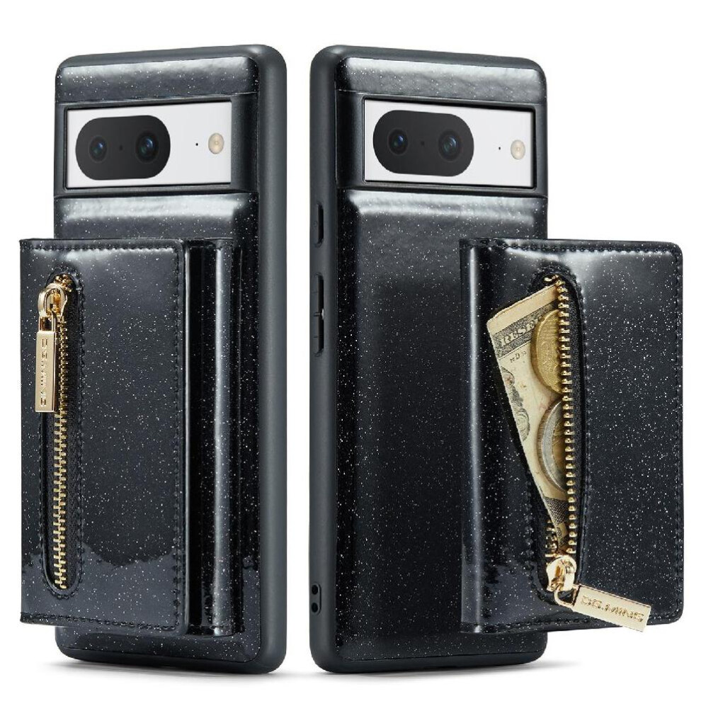 (Black) Wallet Case For Google Pixel 8 Card Slots Zipper Pu Leather Bling Magnetic Protective Black 764544237482