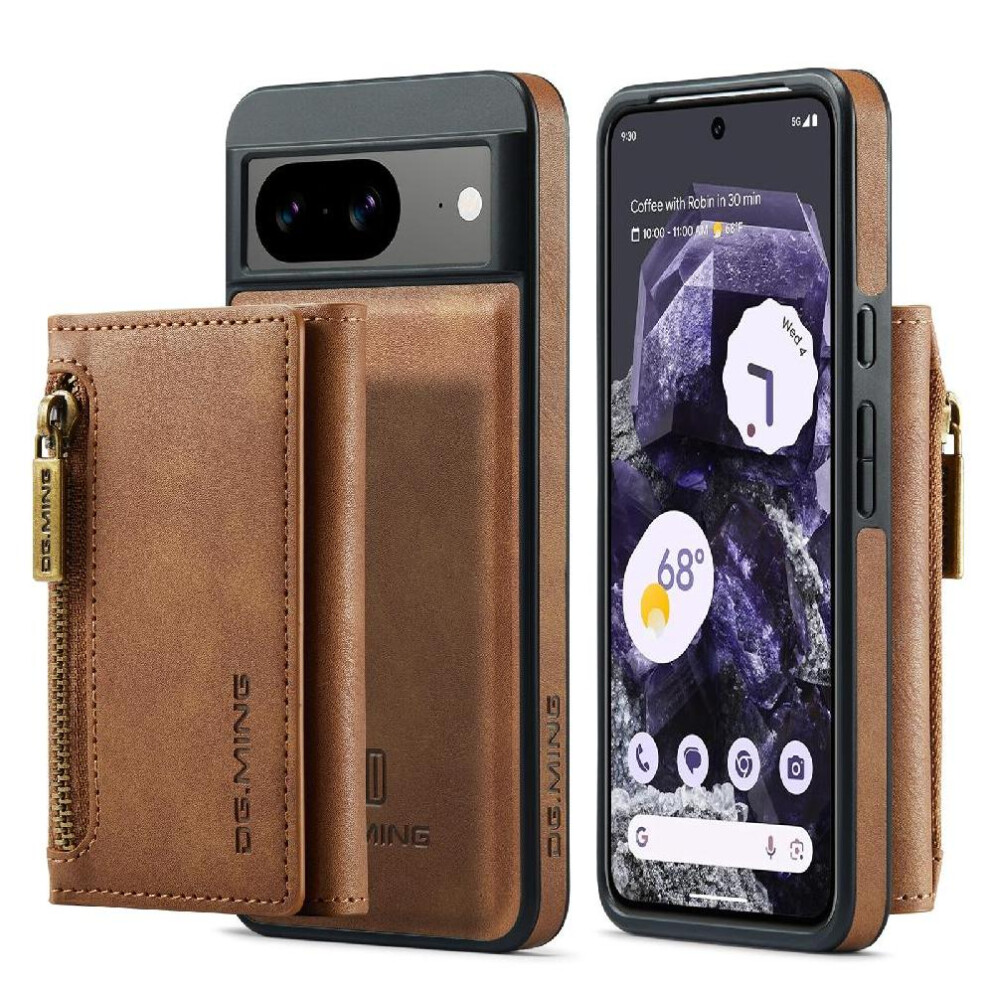 (Brown) Wallet Case For Google Pixel 8 Magnetic Wireless Charging Rfid Blocking Pu Leather Detachable Brown 764544237581
