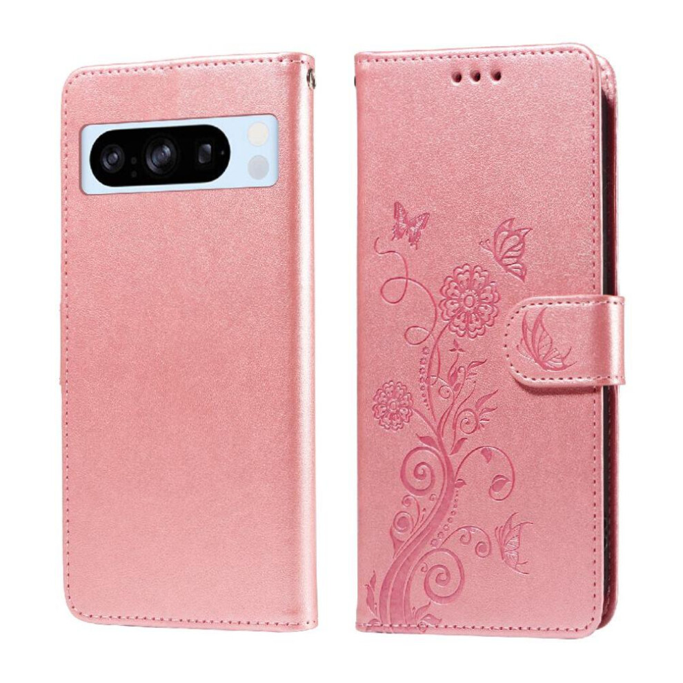 (Rose ) Flip Case For Google Pixel 8 Pro Flower Leather Cardslots Flip Gold 764544237666