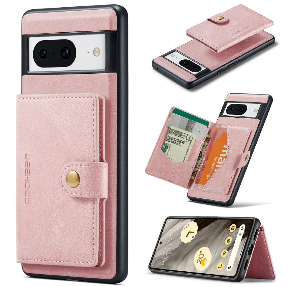 (Pink) Case For Google Pixel 8 Cardholder Detachable Magnetic Design Stand Magsafe Pink 764544238564