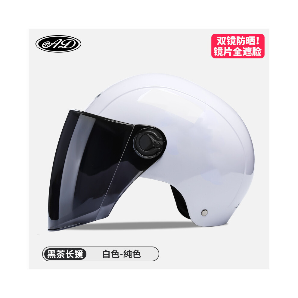 (889 blanc 4) Casque de moto électrique pour femme, casque de cyclomoteur avec visière rose pour l'été,