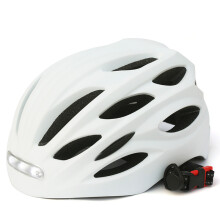 (L 58-60cm-Vit)LED-lampa Cykelcykelhjälm med LED-bakljus Intergralt gjuten utomhussport Ridning Cykling