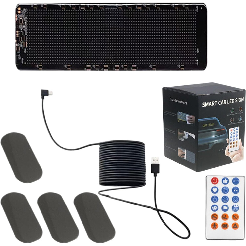 Digital Car Sign, USB 5V Scrolling LED Sign, Wireless APP Control IP65 Waterproof Flexible LED Panel Car Sticker for Car Store Party Bar Hotel