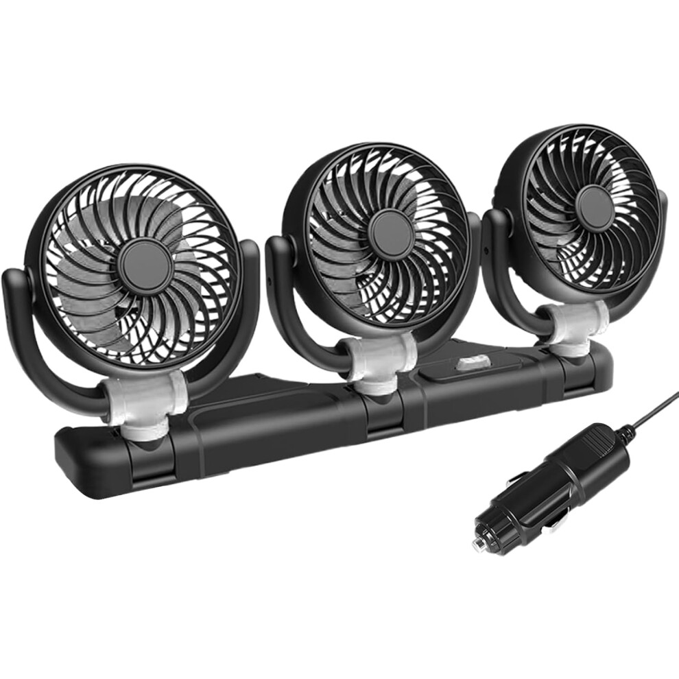 (Usb) Car Electric Cooling Fan,12V 24V Dashboard USB Three Head Fan | Road-Trip Must-Have Cooler Wide-Angle Application with Two Speed Modes for Mothe-image-OPC-PGXPNRV-NEW