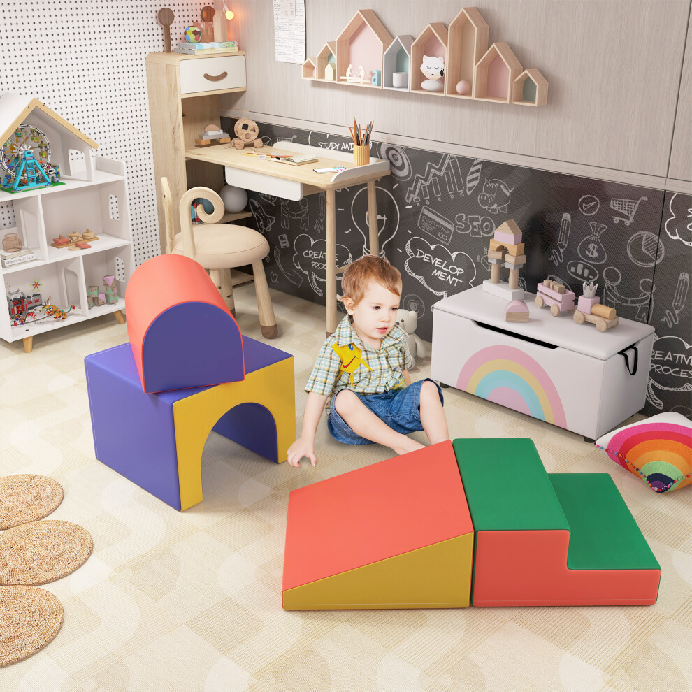 HOMCOM 4-Piece Soft Play Set, Baby Foam Block, For Ages 1-3 Years, Red