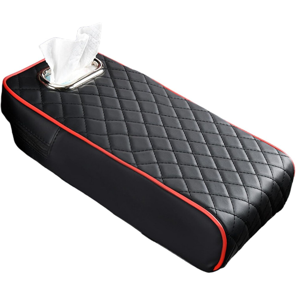 (Black) Center Console Pad, Armrest Box Cushion, Armrest Cover Cushion With Tissue Holder Box, Car Armrest Pad For Most, Car Interior Accessories Black