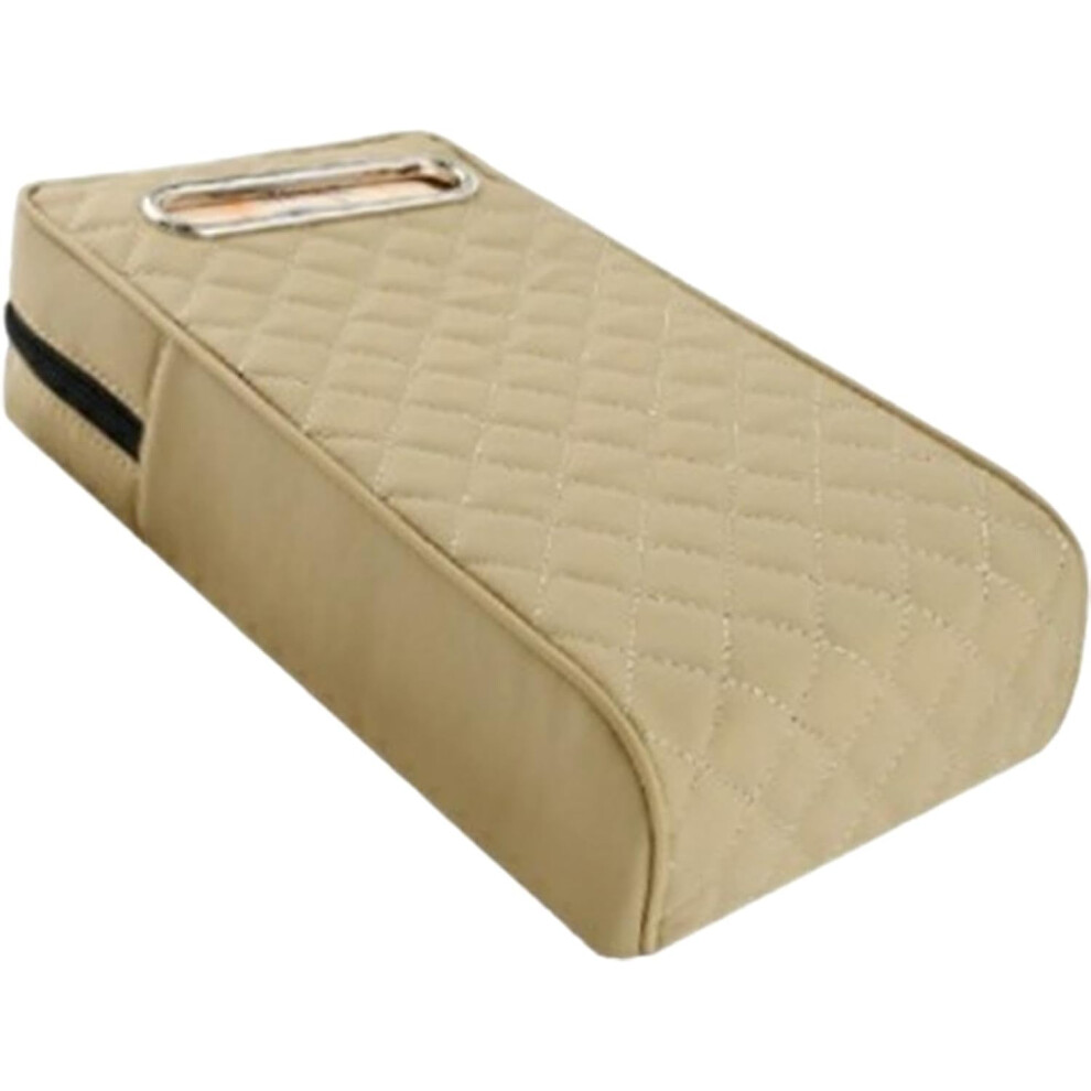 (Beige) Center Console Pad, Armrest Box Cushion, Armrest Cover Cushion With Tissue Holder Box, Car Armrest Pad For Most, Car Interior Accessories Beige