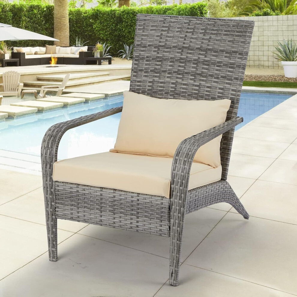 (1 PC) YODOLLA Outdoor Armchair Wicker Lounge Chairs