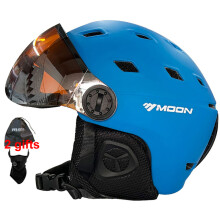 (L (58-61 cm) - Blauw) MOON Skihelmbril Integraal gegoten PC + EPS Hoogwaardige skihelm Buitensporten