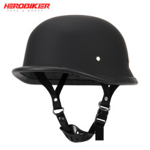 (XXL-Matte-musta-ei lasia)Moottoripyöräkypärä Vintage German Style Pilot Motobike Kypärät Open Face