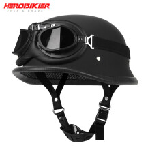 (XXL-Mat-zwart-glas-02)Motorhelm Vintage Duitse stijl Pilot Motobike Helmen Open Face Retro Half Motocross