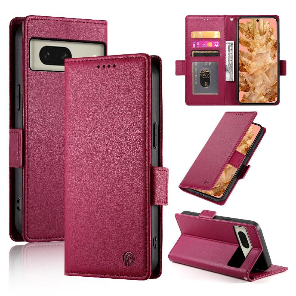 (Red) Flip Case For Google Pixel 8 Flip Daily Use Business Wallet Card Slots Red 764544241427