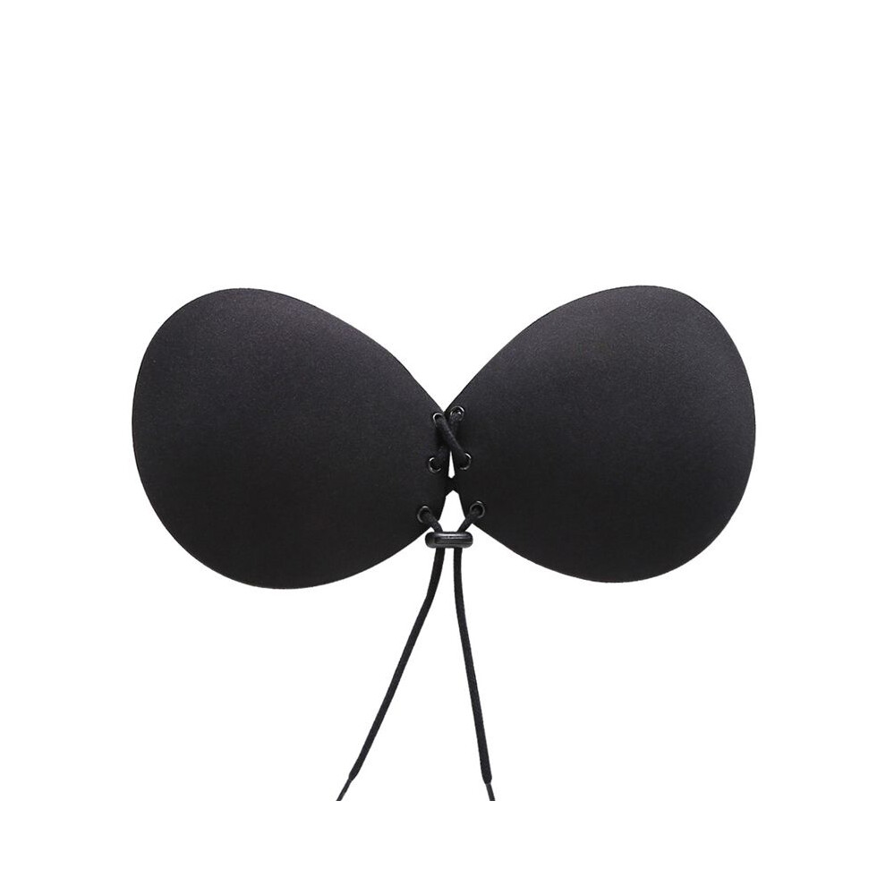 (Black,A)Soutien gorge invisible dos nu push up sans couture auto-adhésif collant bretelles lacets