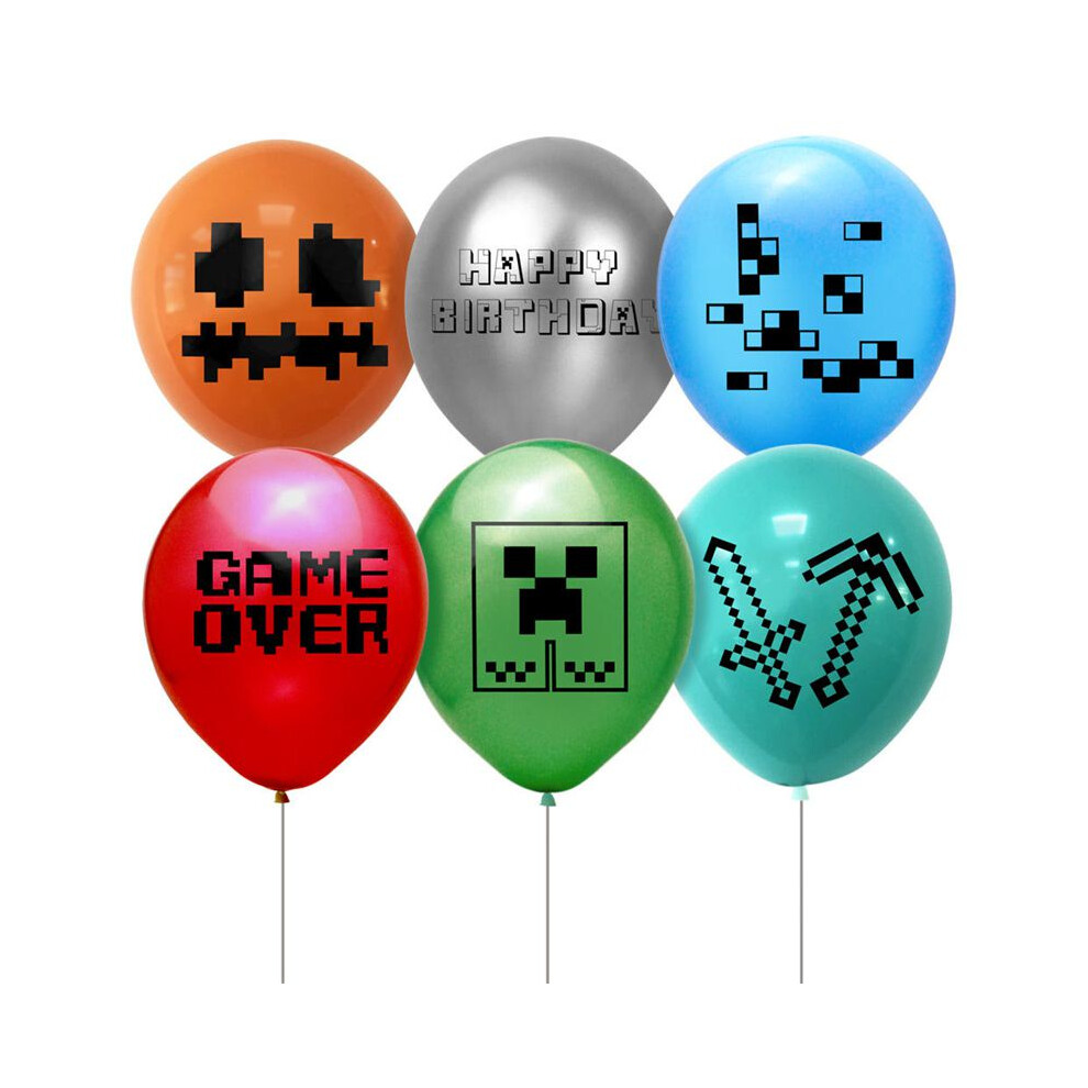 (6Pcs)Ballon latex anniversaire 12" Minecraft Pixel décoration fête enfants douche bébé