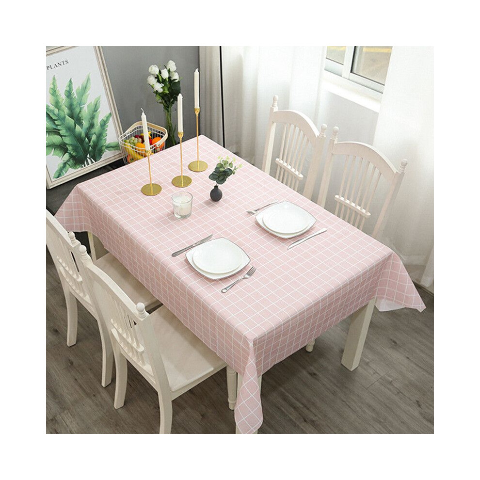 (Pink,137x152 Tablecloth Only)Nappe imperméable Peva simple plaid imperméable à l'huile nappe maison salle à manger décoration