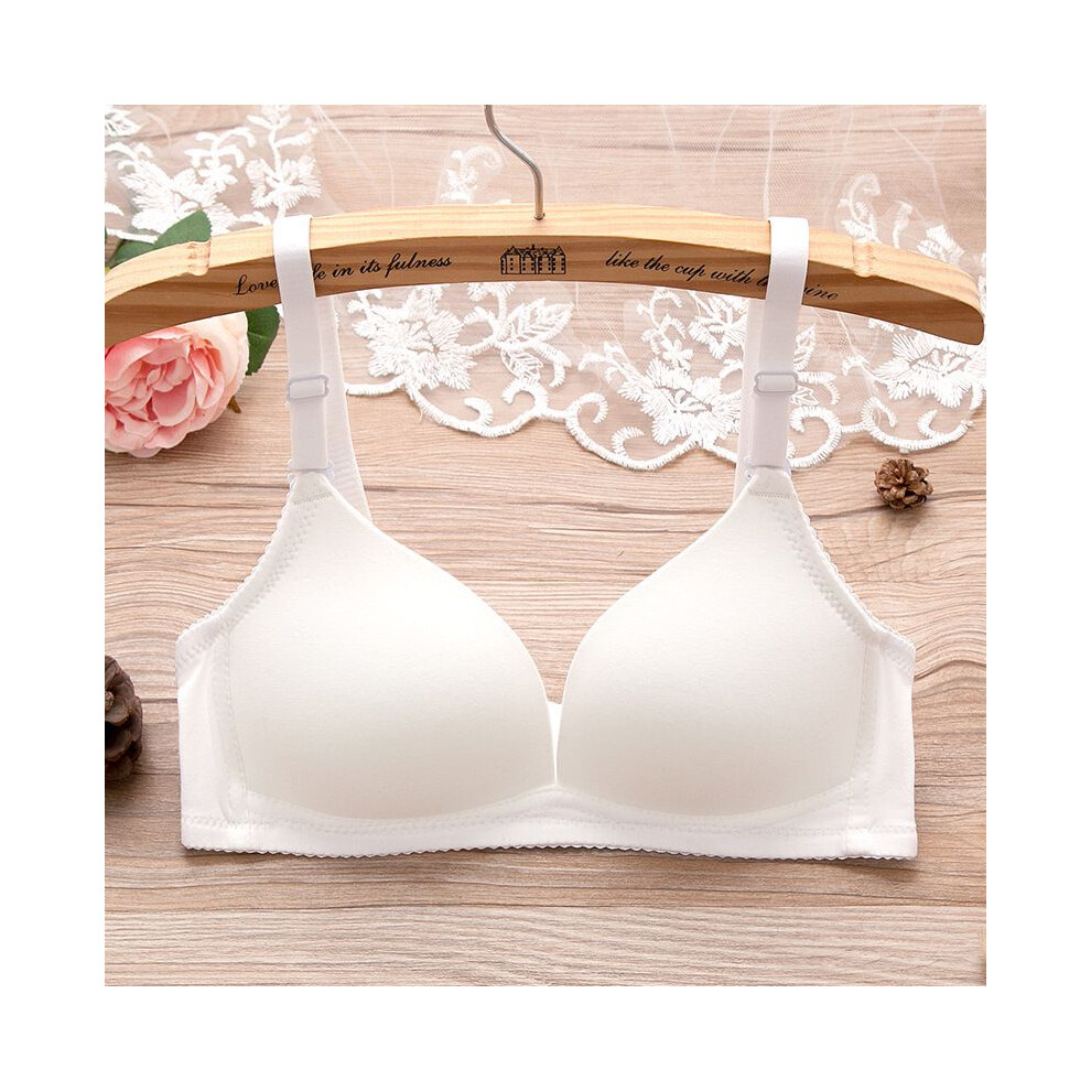 (White,38/85AB)Soutien-gorge adolescent sans fil ado fille junior coton entraînement sport soutien-gorge bonnet doux