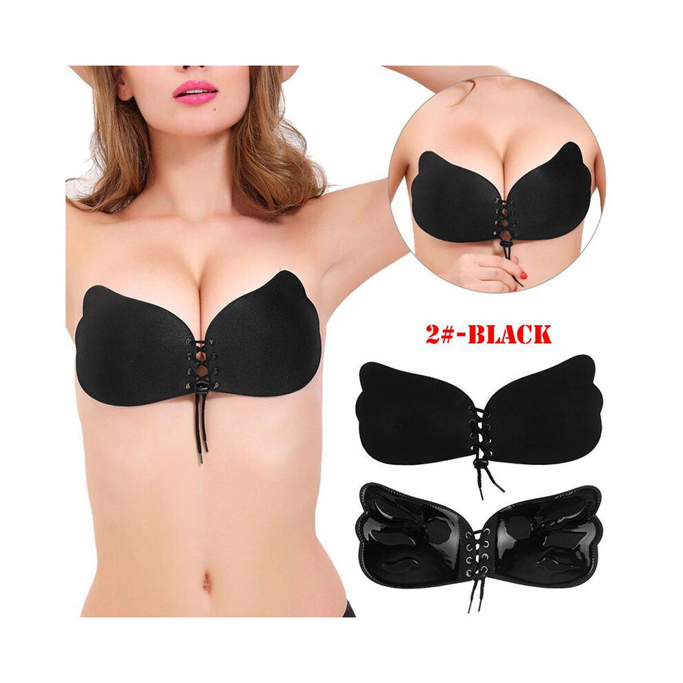 (Black Second,A)Soutien gorge push up femme sexy lingerie silicone adhésif stick on magique invisible
