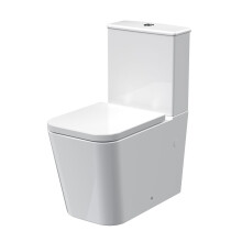 Square Rimless Flush To Wall Close Coupled Toilet, Cistern & Seat - TOILETSET11