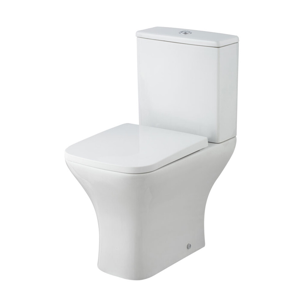 TOILETSET7: Compact Rimless Close-Coupled Toilet with Cistern & Soft-Close Seat - Dual-Flush, Space-Saving Bathroom Solution
