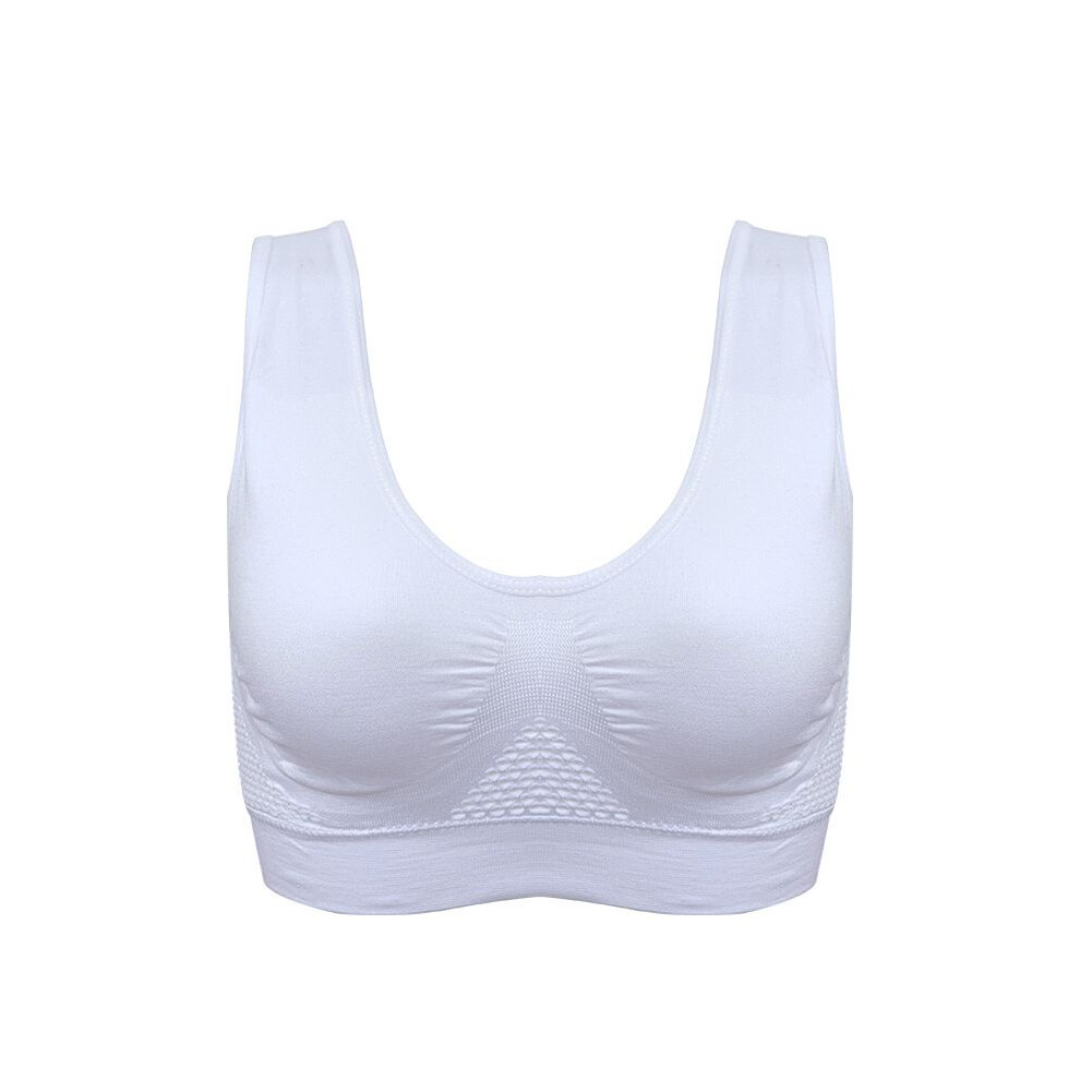 (White,4XL)Soutien-gorge de sport respirant femme creux rembourré soutien-gorge de sport haut grande taille gym yoga