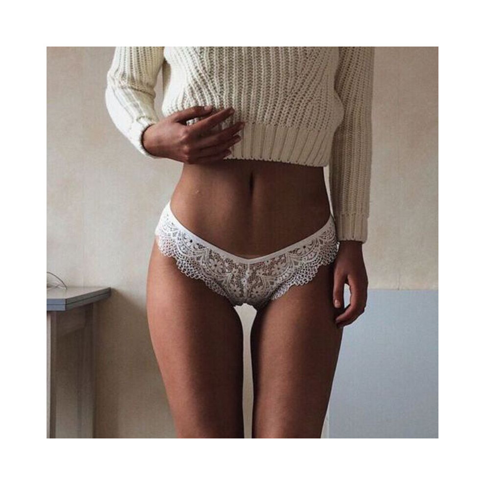 (White,L)Sous vêtement femme fille sexy dentelle slip culotte string string lingerie