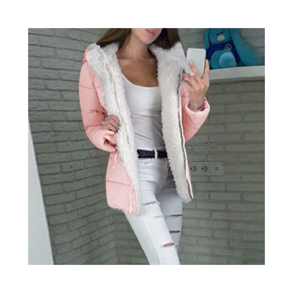 (Pink,3XL)Manteaux épais femme mode hiver manches longues veste chaude survêtement manteau fermeture éclair