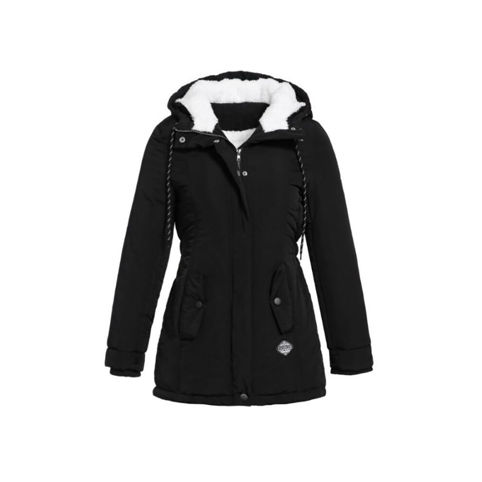 (Black,2XL)Veste parka en fausse fourrure pour femme manteau femme à capuche outwear hiver manteau chaud