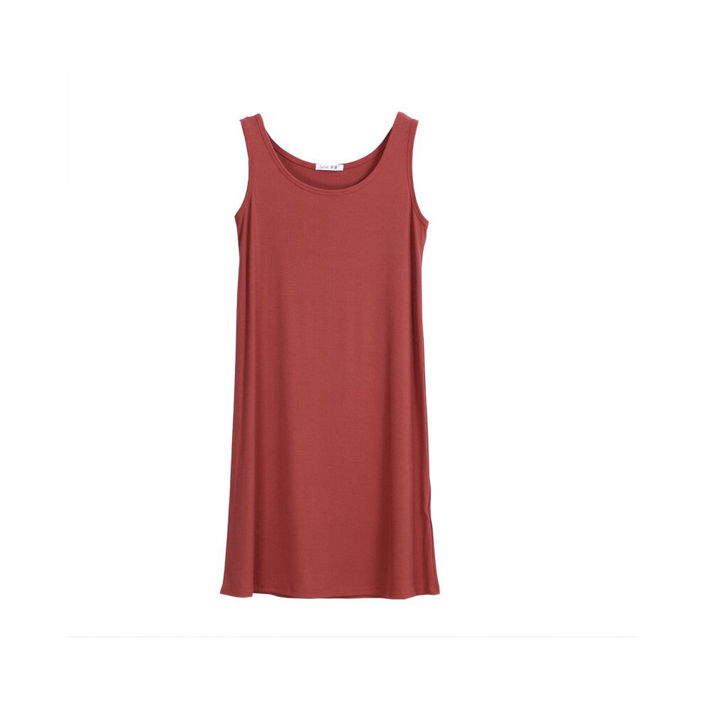 (Red,XL)Tunique longue sans manches pour femme robe longue midi causale ample maxi robes débardeurs