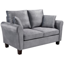 (Grey, 2 Seater Sofa Only) Brushed Velvet Sofa 3 Seater 2 Seater Chair Footstool Grey Brown or Mink