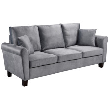 (Grey, 3 Seater Sofa Only) Brushed Velvet Sofa 3 Seater 2 Seater Chair Footstool Grey Brown or Mink