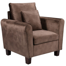 (Brown, Chair Only) Brushed Velvet Sofa 3 Seater 2 Seater Chair Footstool Grey Brown or Mink