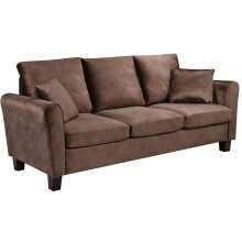 (Brown, 3 Seater Sofa Only) Brushed Velvet Sofa 3 Seater 2 Seater Chair Footstool Grey Brown or Mink