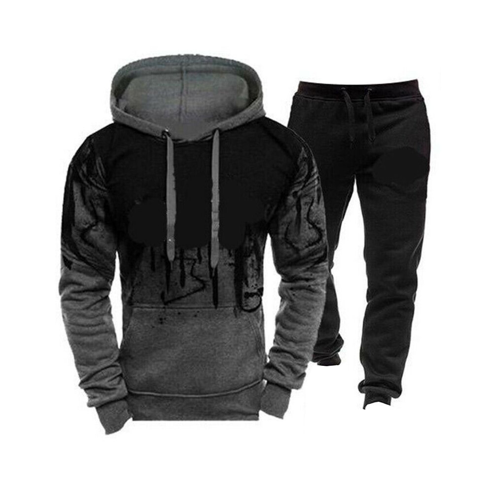 (DarkGray,5XL)Survêtement homme jogging sweat à capuche manteau veste pantalon sport sweat costume ensemble