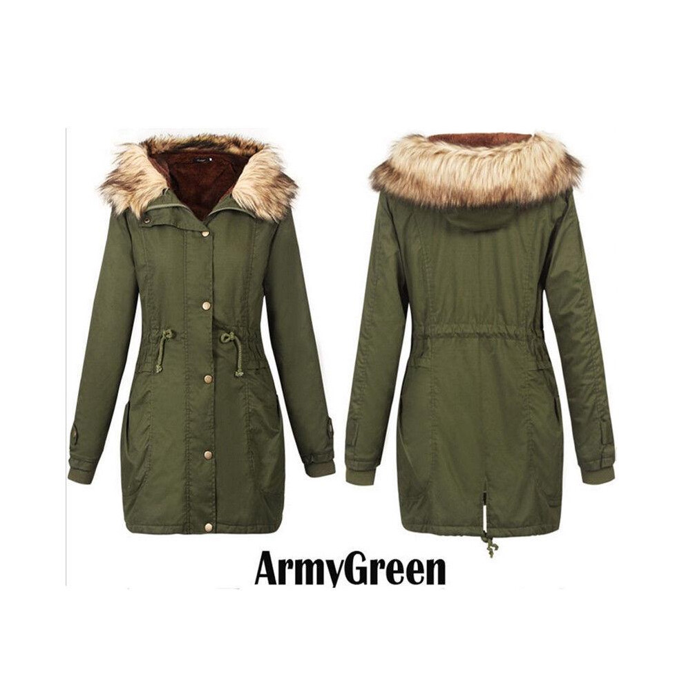 (Green,L)Vêtements femme coton rembourré hiver duvet manteau vestes épais chaud parka longue