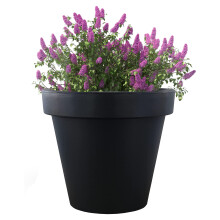 GEEZY Large Garden 30 cm Round Plastic Flower Pot Anthracite Plant Pot Indoor Outdoor