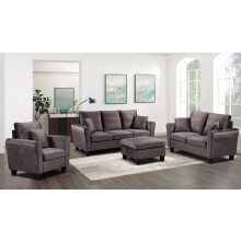 (Mink, Full Set- 3 Seater Sofa, 2 Seater Sofa, Chair) Brushed Velvet Sofa 3 Seater 2 Seater Chair Footstool Grey Brown or Mink