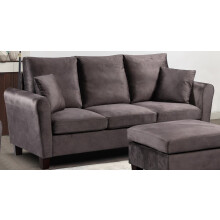 (Mink, 3 Seater Sofa Only) Brushed Velvet Sofa 3 Seater 2 Seater Chair Footstool Grey Brown or Mink